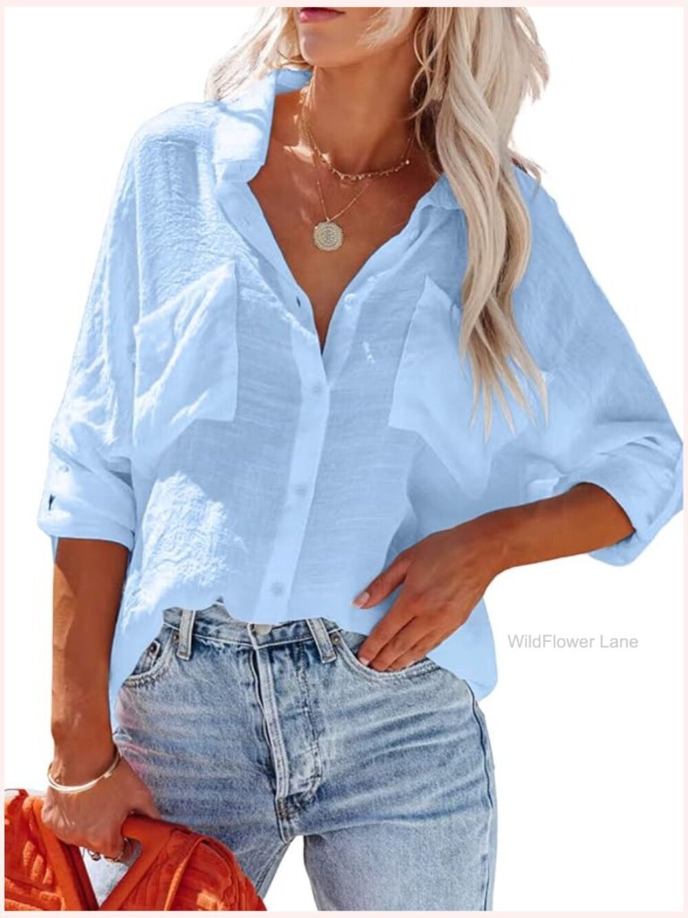 Women Beach Cover Up Button Down Long Sleeve Shirt Linen Blouse Sheer